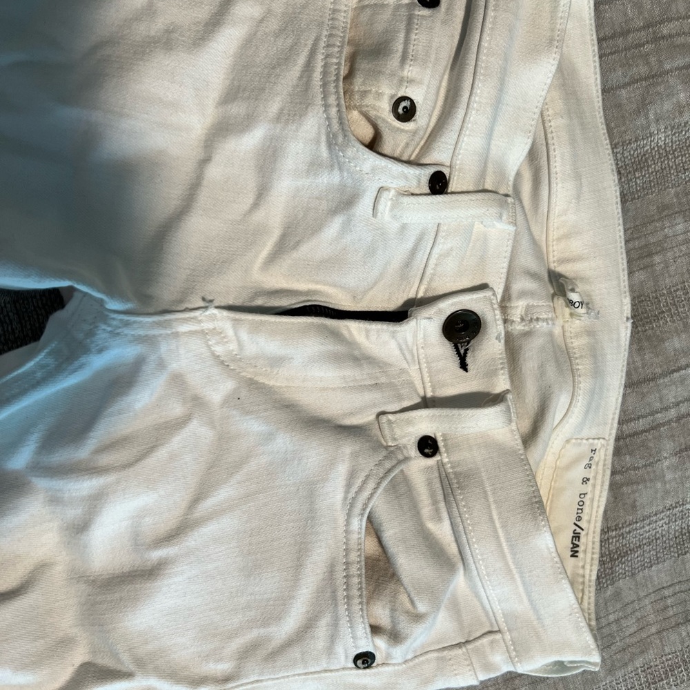 Rag and bone tomboy style white jeans